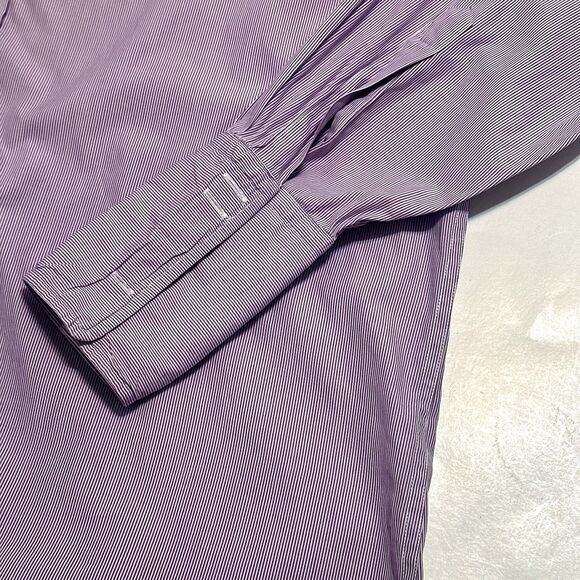 Hawes & Curtis Dress Shirt Warwick Tailored Fit Mens Size 16.5 34 Purple Striped - Picture 7 of 9